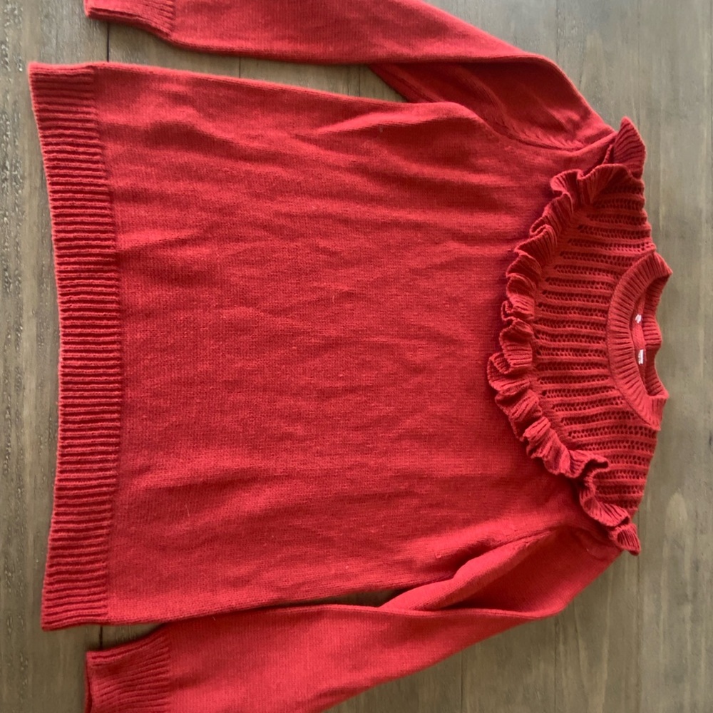 Women's Ruffled Red Sweater